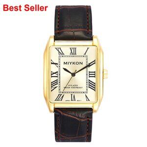 Vintage Tank Square Analog Watch with Genuine Leather Strap